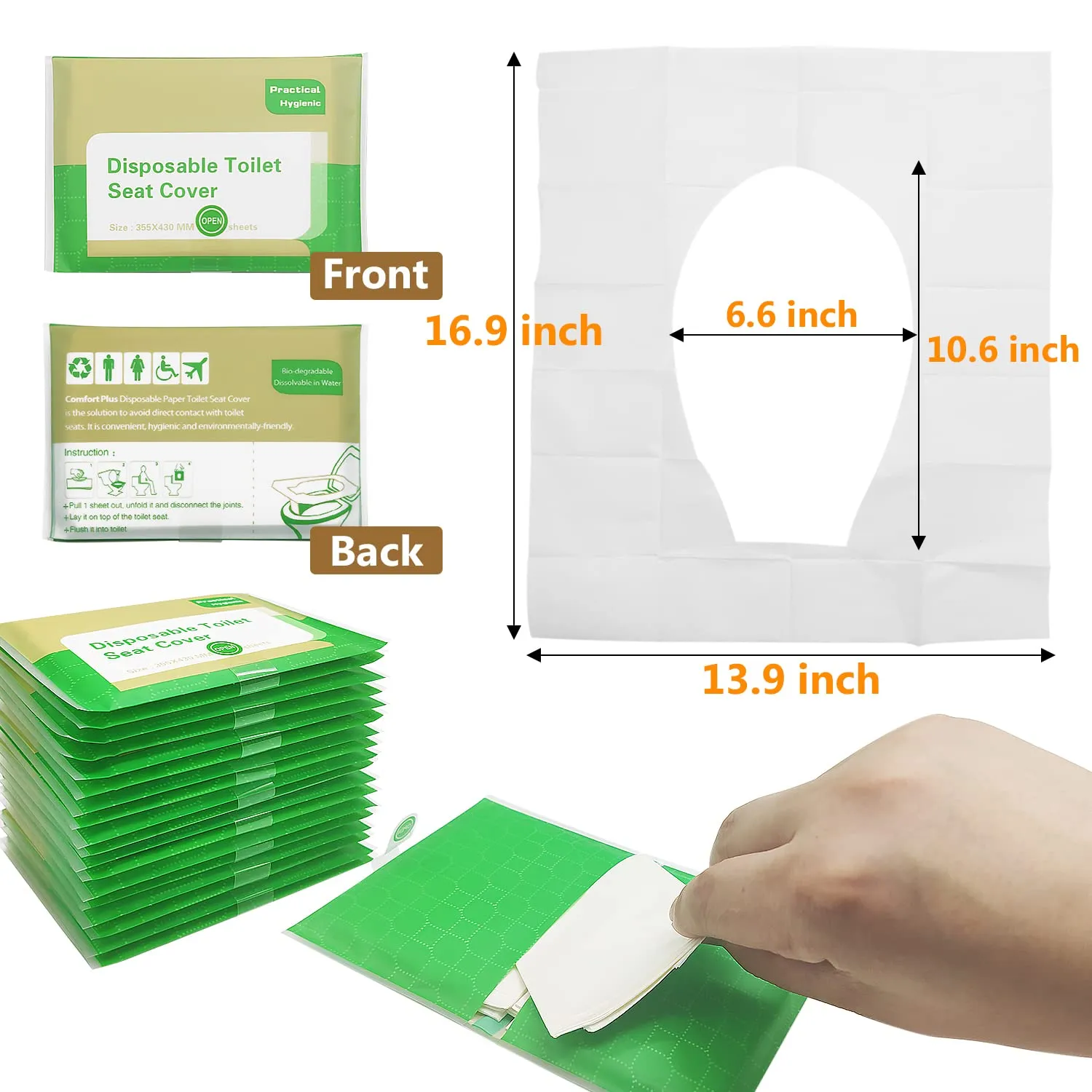 100 Pcs Toilet Seat Covers Disposable,Flushable Portable Travel Toilet Seat Paper Cover for Adults,Kids Potty Training,Travel,10 Individually Packing