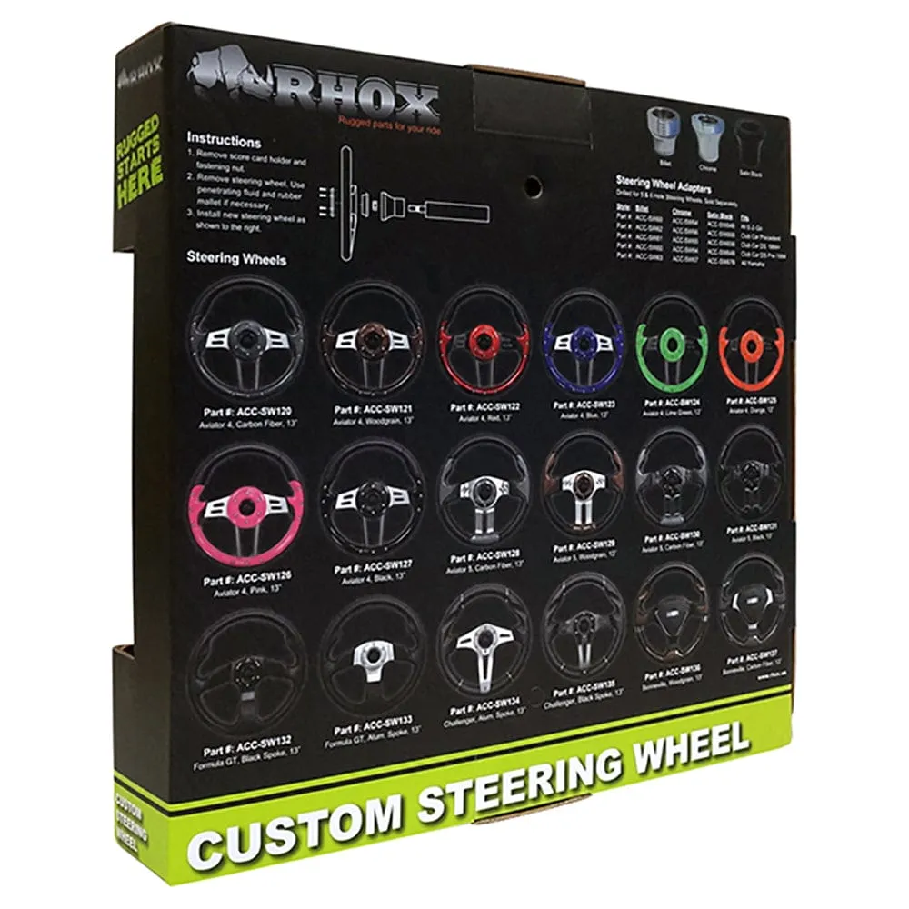13" Aviator 5 Black Golf Cart Steering Wheel with Adapter