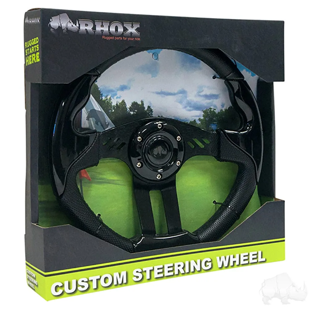 13" Aviator 5 Black Golf Cart Steering Wheel with Adapter