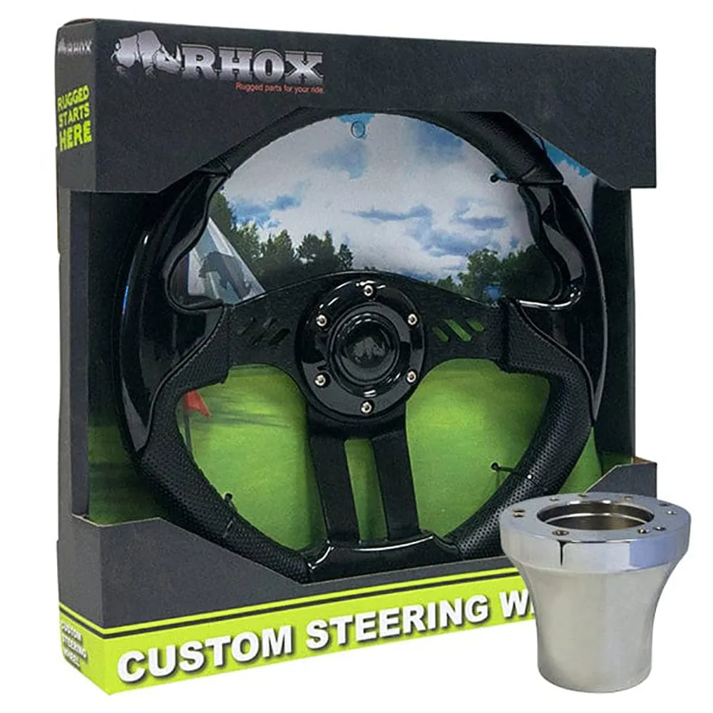 13" Aviator 5 Black Golf Cart Steering Wheel with Adapter