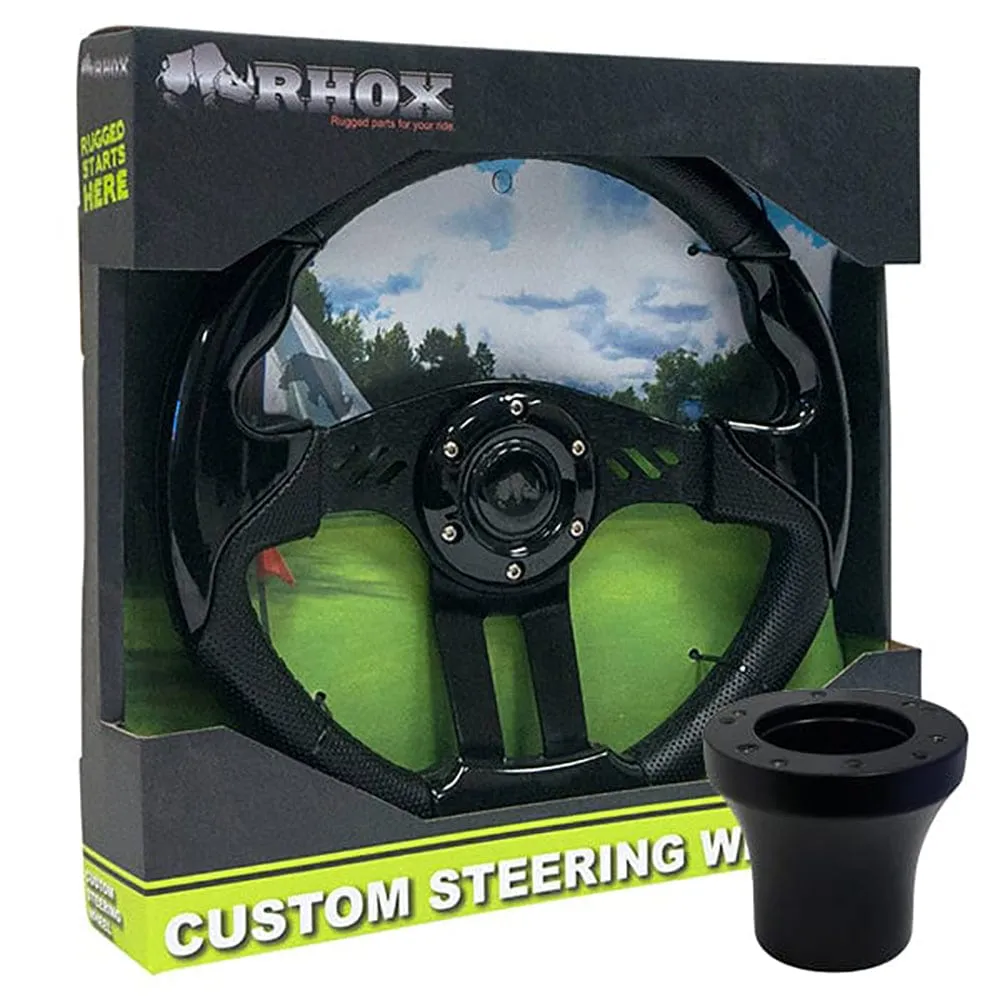 13" Aviator 5 Black Golf Cart Steering Wheel with Adapter