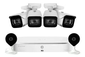 8-Channel NVR Fusion System with Four 4K (8MP) IP Cameras and 2 Wi-Fi Indoor Cameras