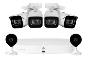 8-Channel NVR Fusion System with Four 4K (8MP) IP Cameras and 2 Wi-Fi Indoor Cameras