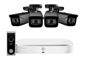 8-Channel NVR Fusion System with Four 4K (8MP) IP Cameras and a Wi-Fi Video Doorbell