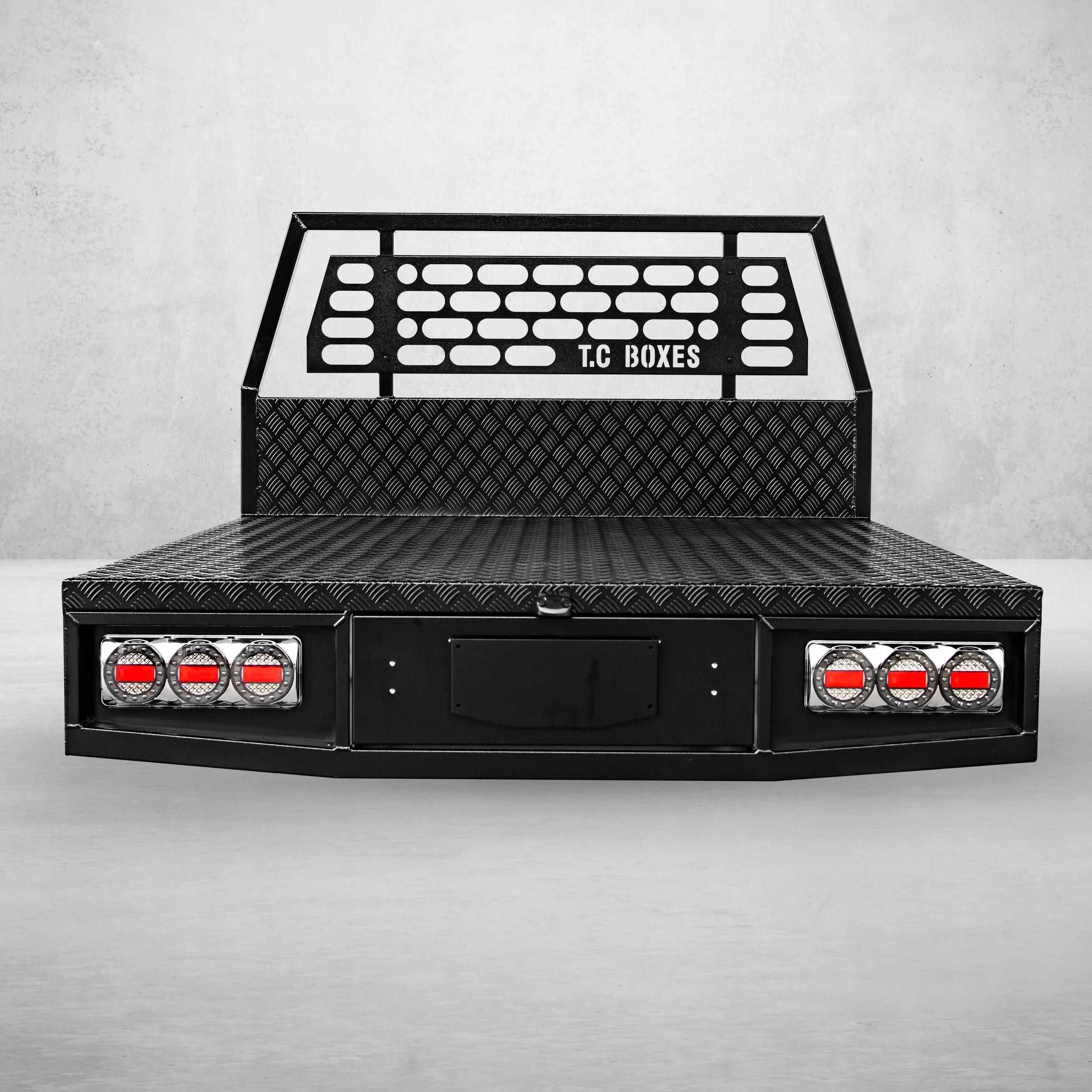 Aluminium Tray w/Headboard 2100mm - Black
