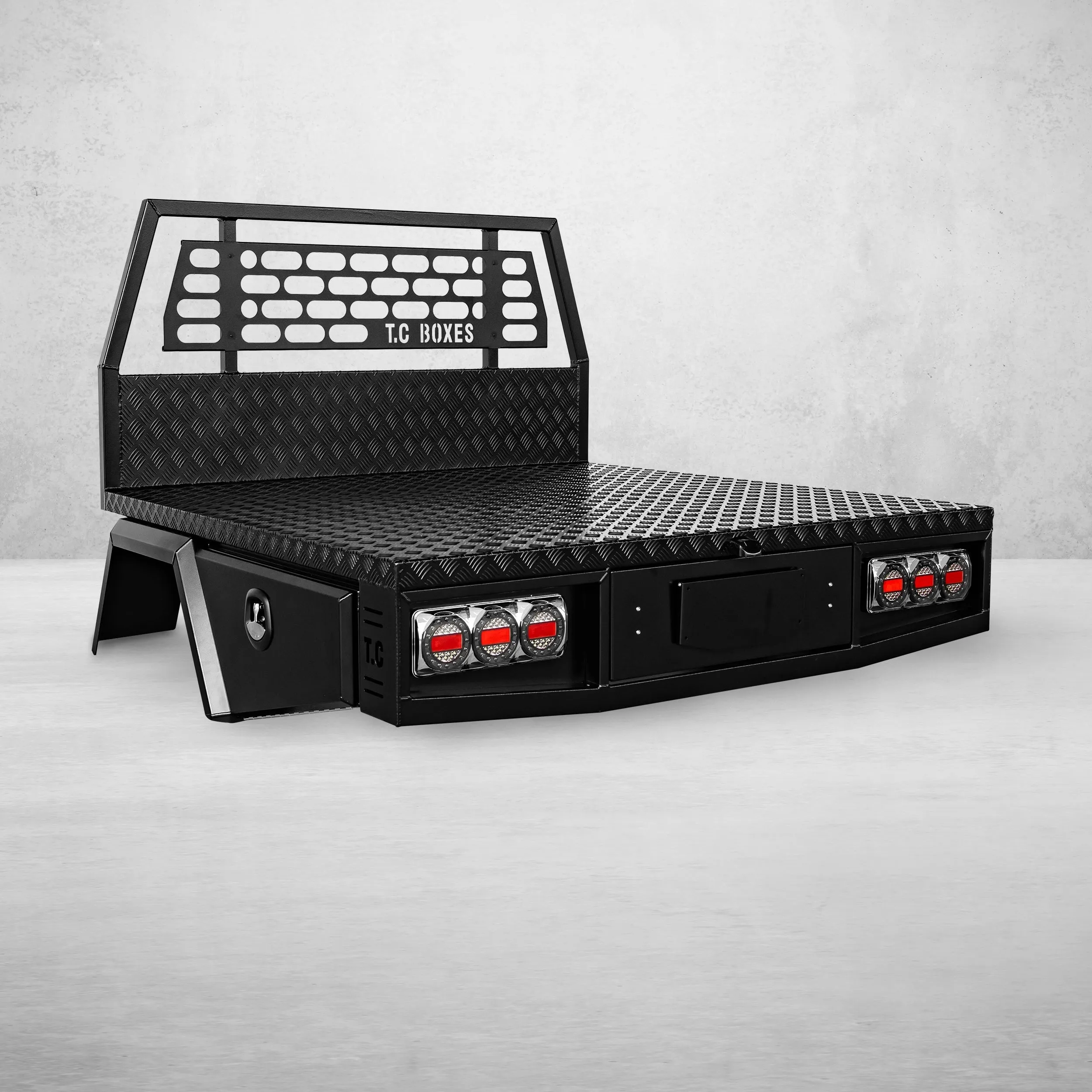 Aluminium Tray w/Headboard 2400mm - Black