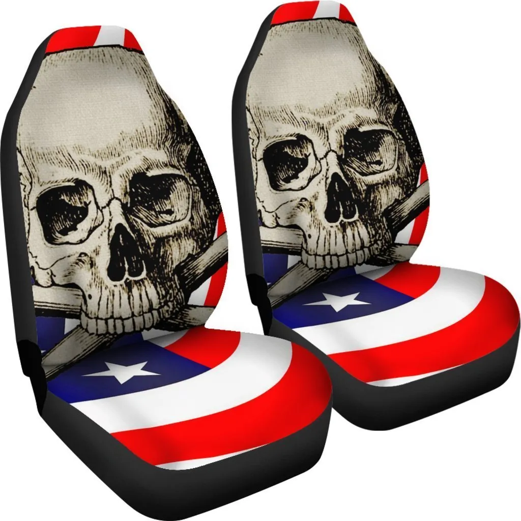 American Cross Skull Universal Fit Car Seat Covers