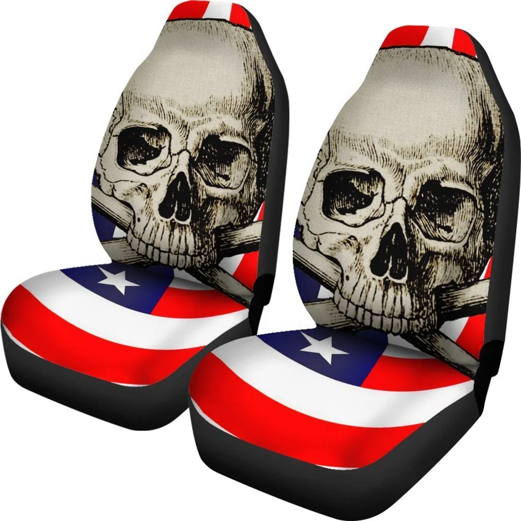 American Cross Skull Universal Fit Car Seat Covers