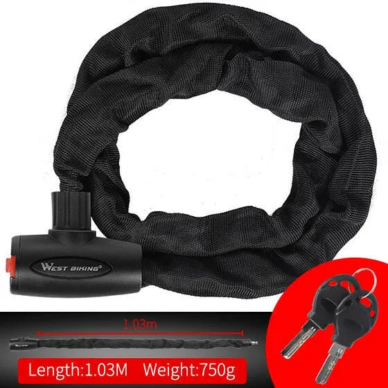 Anti-theft Bicycle Lock MTB Road Bike Safety Chain Lock With 2 Keys Outdoor Cycling Bicycle Accessories Bike Locks