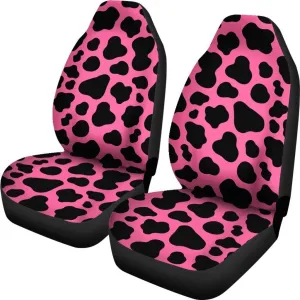 Black And Hot Pink Cow Print Universal Fit Car Seat Covers