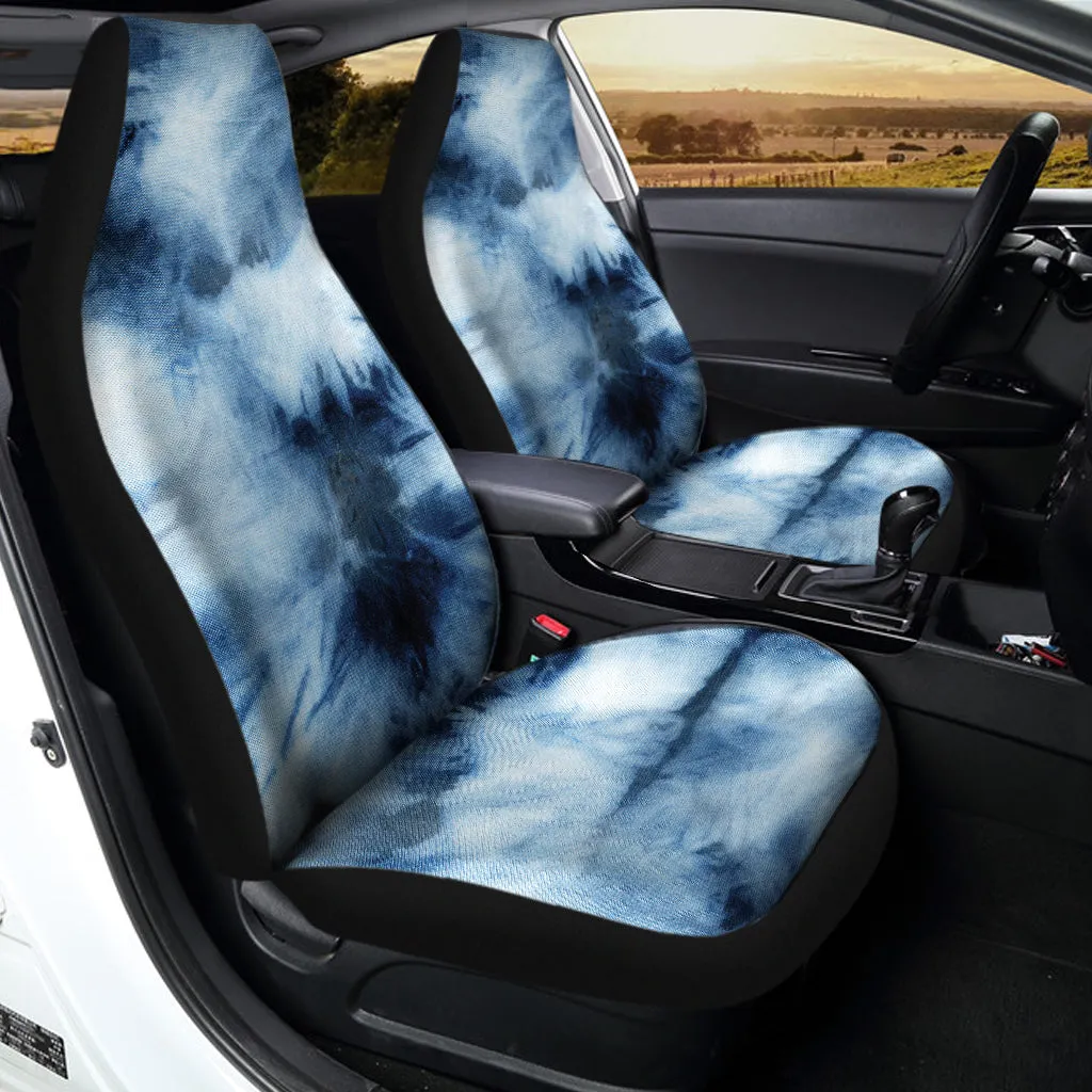 Blue And Black Acid Wash Tie Dye Print Universal Fit Car Seat Covers