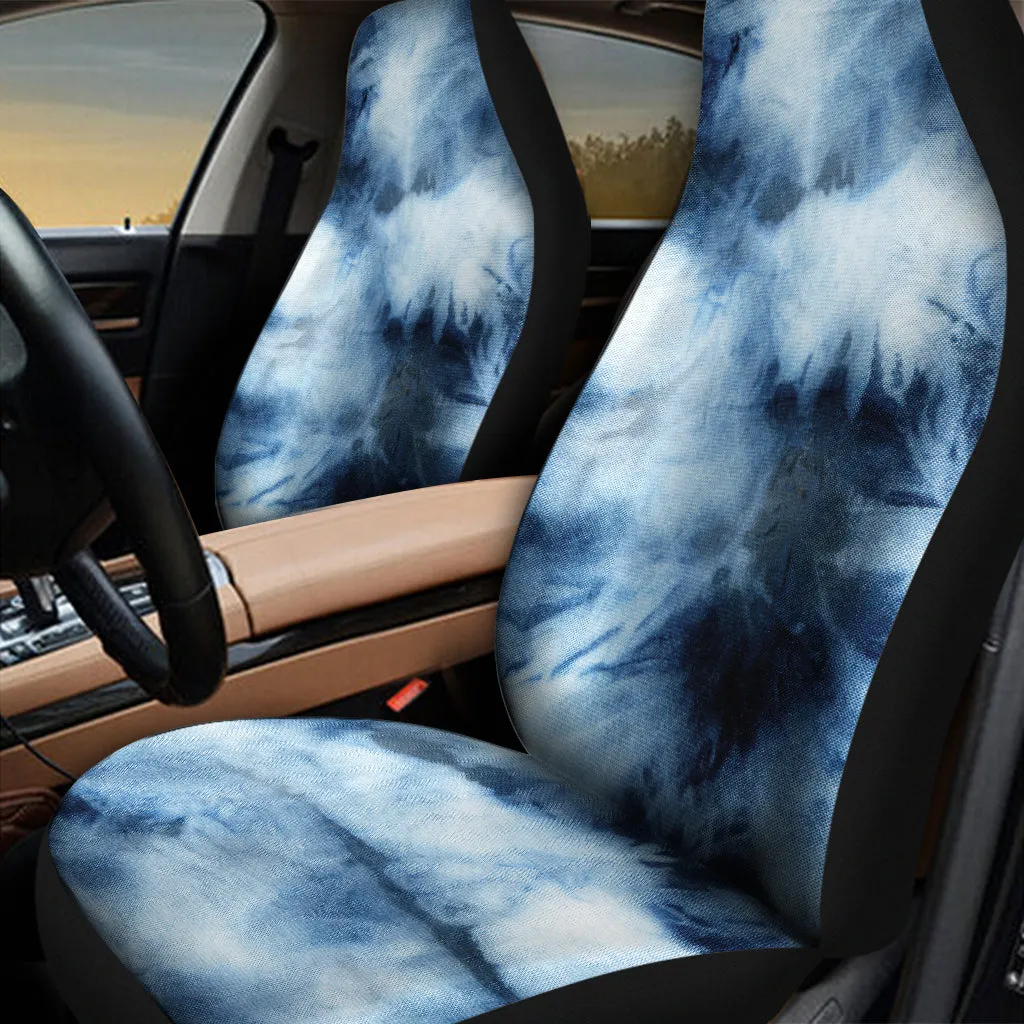 Blue And Black Acid Wash Tie Dye Print Universal Fit Car Seat Covers