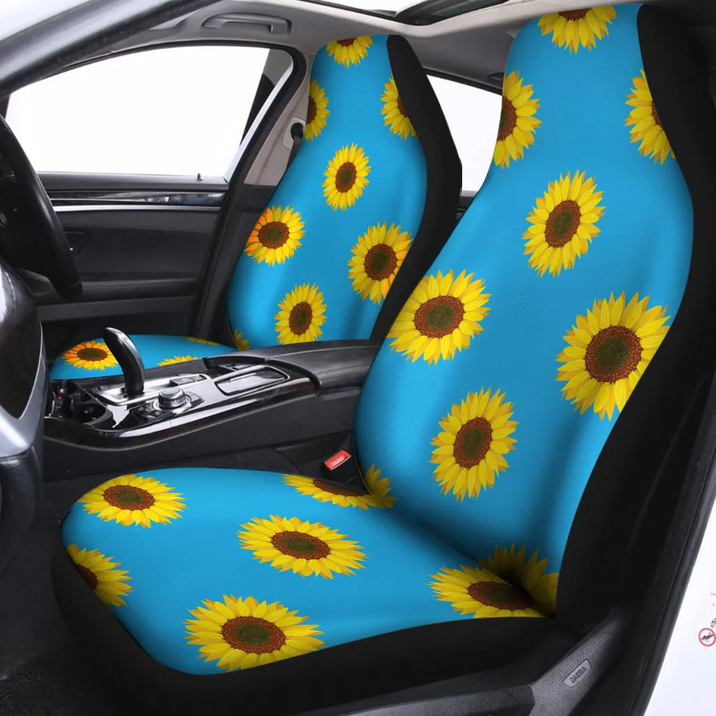 Blue Cute Sunflower Pattern Print Universal Fit Car Seat Covers