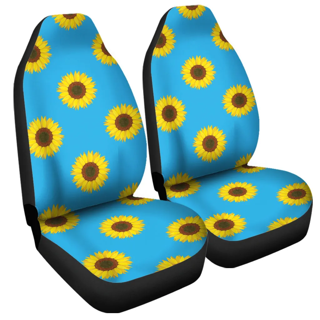 Blue Cute Sunflower Pattern Print Universal Fit Car Seat Covers