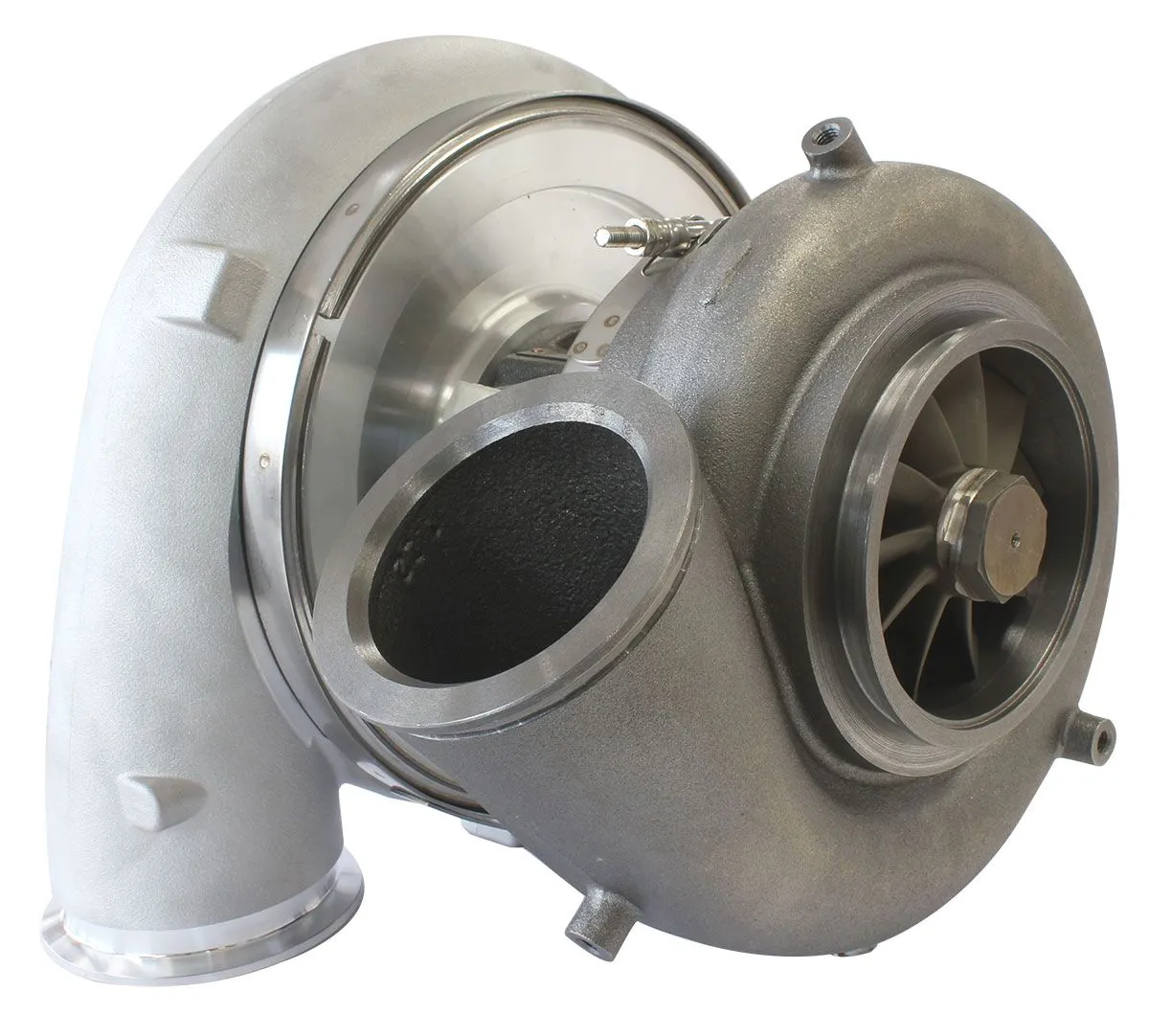 BOOSTED 106102 V-Band 1.22 Turbocharger 2500HP, Natural Cast Finish AF8006-6023