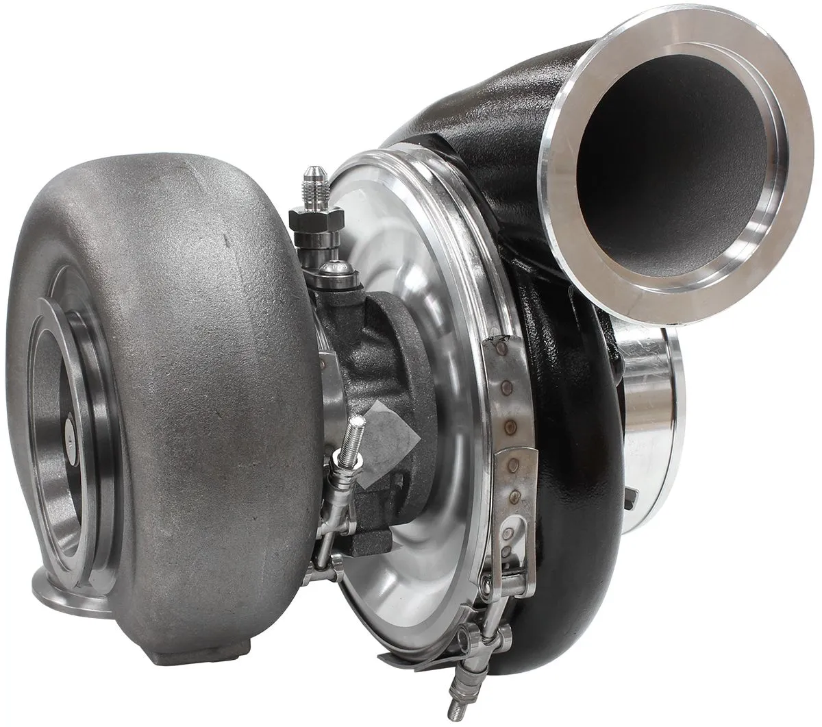 BOOSTED 7975 1.15 Reverse Rotation Turbocharger 1450HP, Hi Temp Black Finish AF8