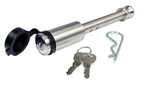 Bulletproof Stainless Steel Trailer Hitch Locking Pin with Weather Resistant Rubber Cap, 5/8” Diameter, Universal Fit, & Compatible with Class 1, 2, 3, 4, & 5 Hitches
