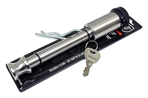 Bulletproof Stainless Steel Trailer Hitch Locking Pin with Weather Resistant Rubber Cap, 5/8” Diameter, Universal Fit, & Compatible with Class 1, 2, 3, 4, & 5 Hitches
