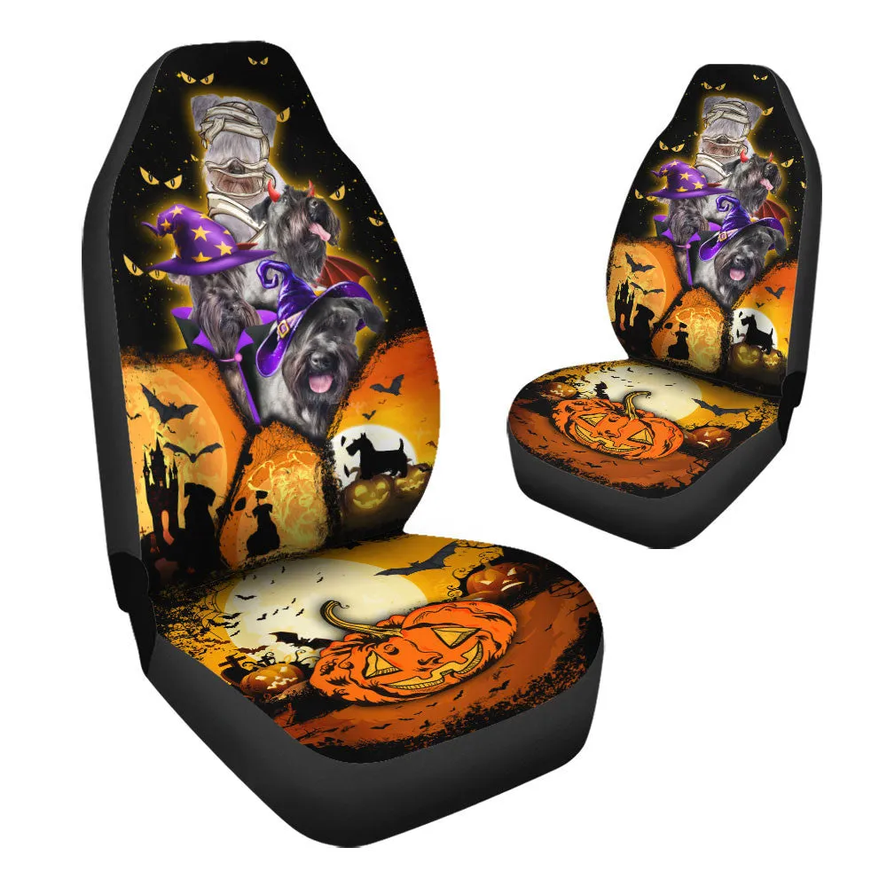Cesky Terrier Halloween Pumpkin Scary Car Seat Covers