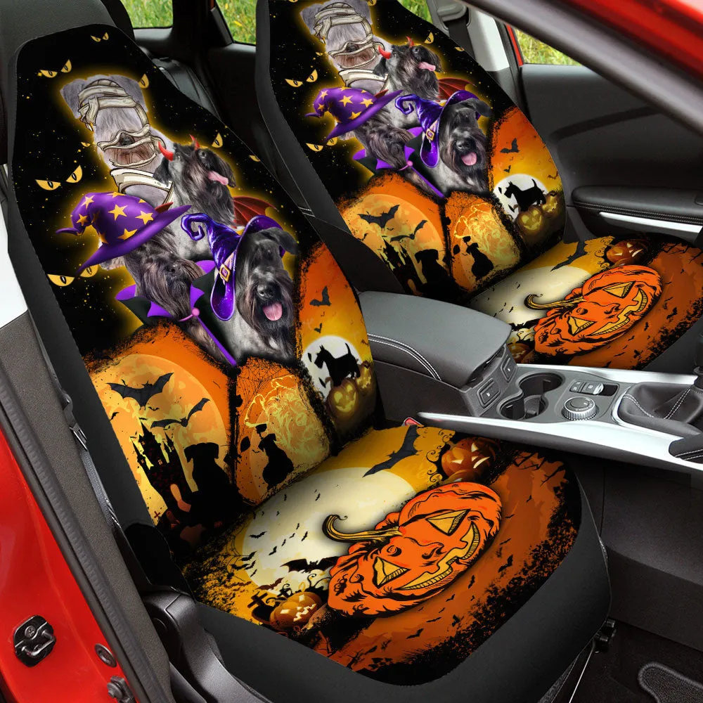 Cesky Terrier Halloween Pumpkin Scary Car Seat Covers