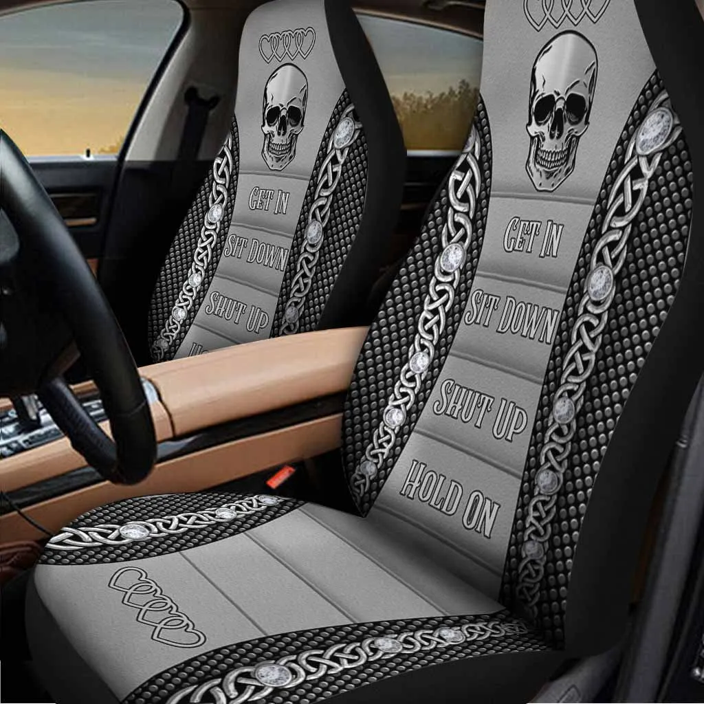 Cute Car Seat Cover, Get In Sit Down Shut Up Hold On Skull Seat Covers For Auto Car