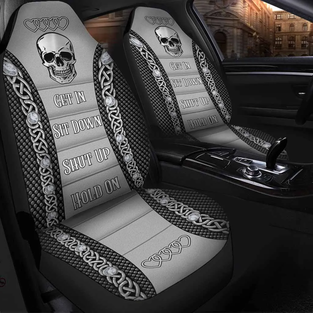 Cute Car Seat Cover, Get In Sit Down Shut Up Hold On Skull Seat Covers For Auto Car