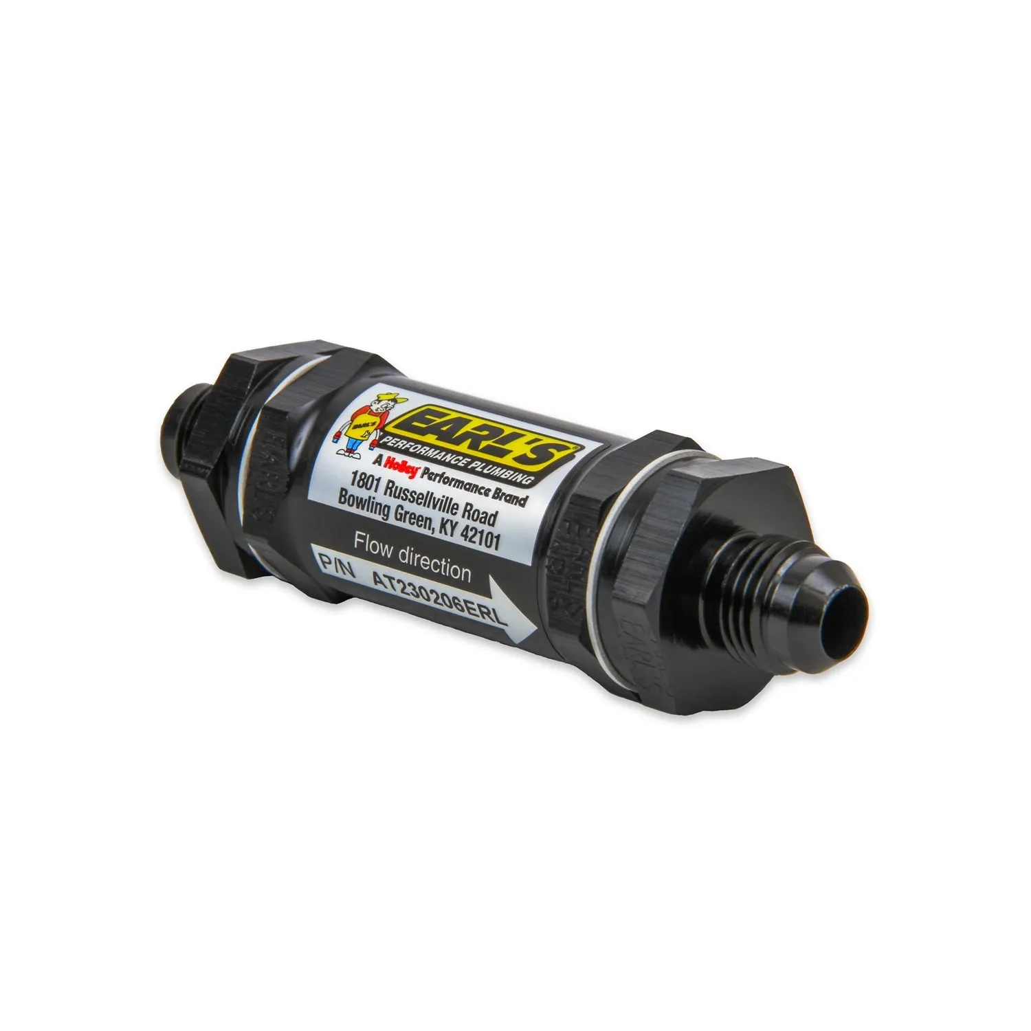 Earl's Products Inline Fuel Filter 85 Micron Stainless Element 6 AN Male Inlet/Outlet - Aluminum