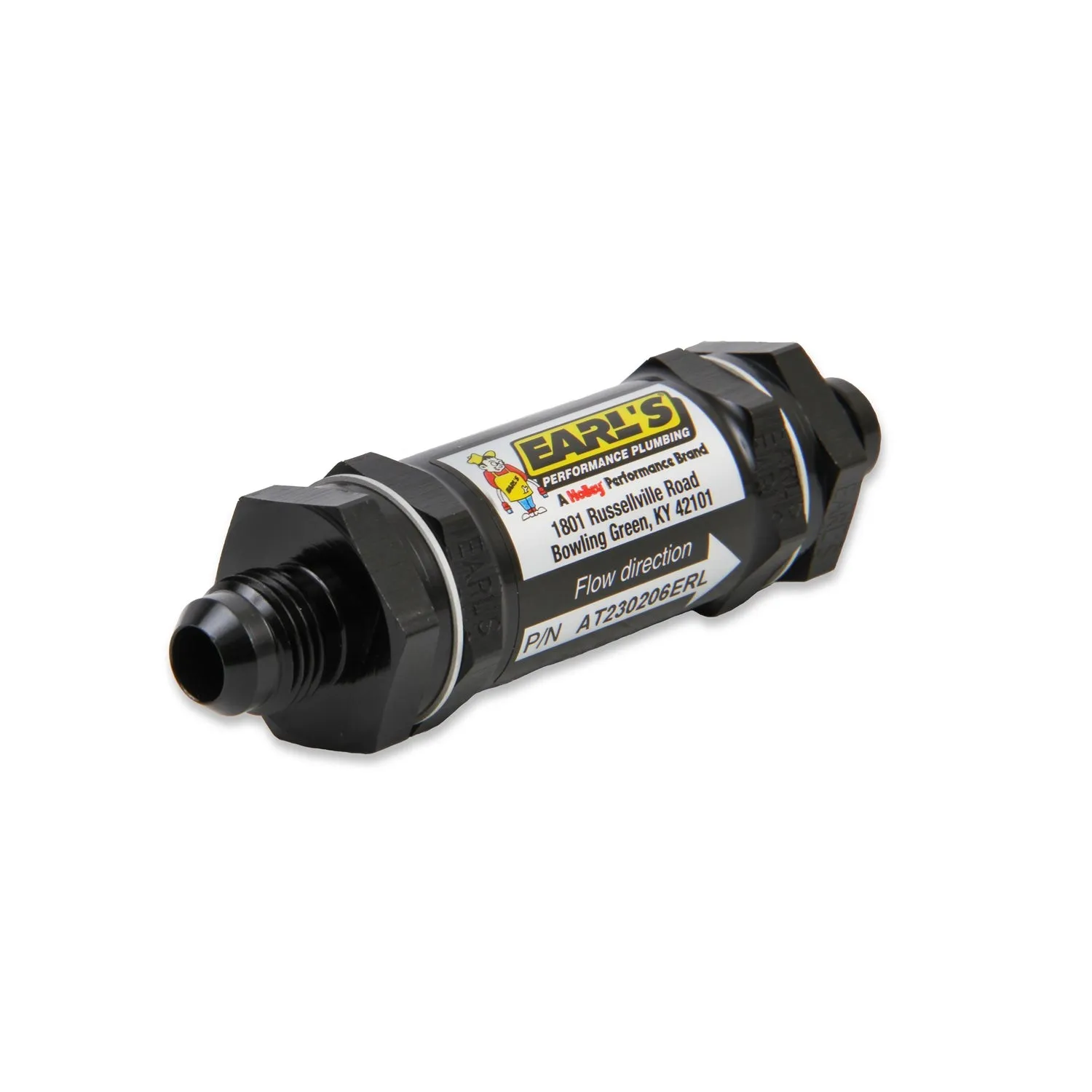 Earl's Products Inline Fuel Filter 85 Micron Stainless Element 6 AN Male Inlet/Outlet - Aluminum