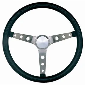 Grant Classic Nostalgia Steering Wheel - 15 in Diameter - 4.125 in Dish - 3-Spoke - Black Foam Grip - Brushed 968-0