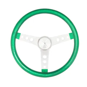 Grant Steering Wheels Metal Flake Steering Wheel 15" Diameter 3-Spoke Green Metal Flake Grip - Steel