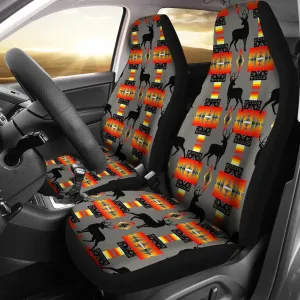 Grey And Orange Native Deer Universal Fit Car Seat Covers