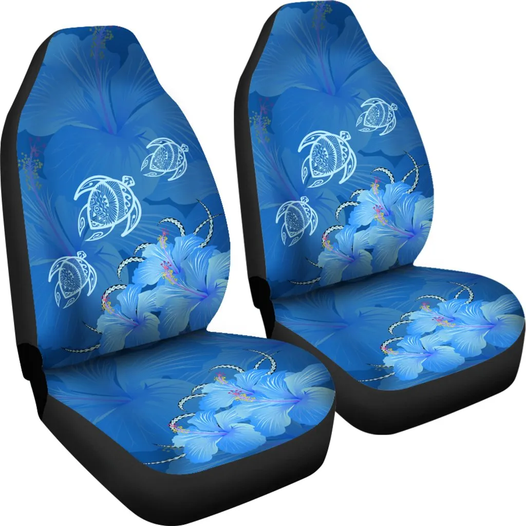 Hawaii Blue Hibiscus Turtle Polynesian Car Set Cover