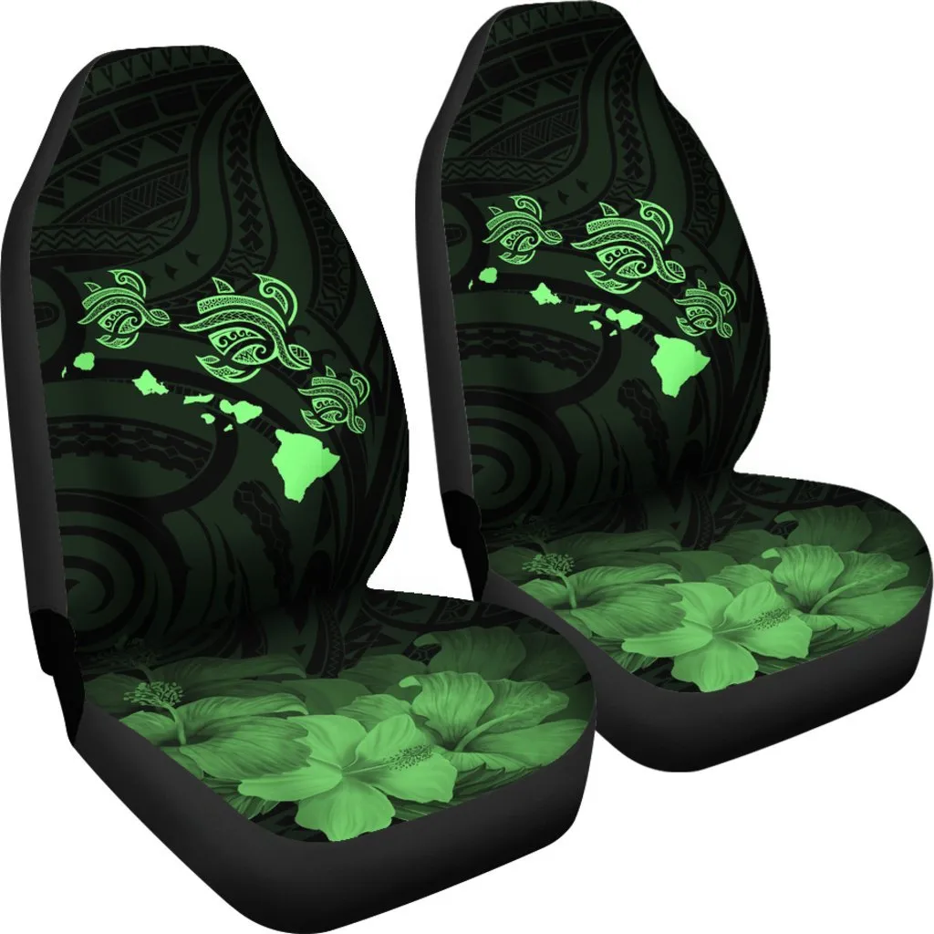 Hawaii Hibiscus Map Polynesian Ancient Green Turtle Car Set Covers