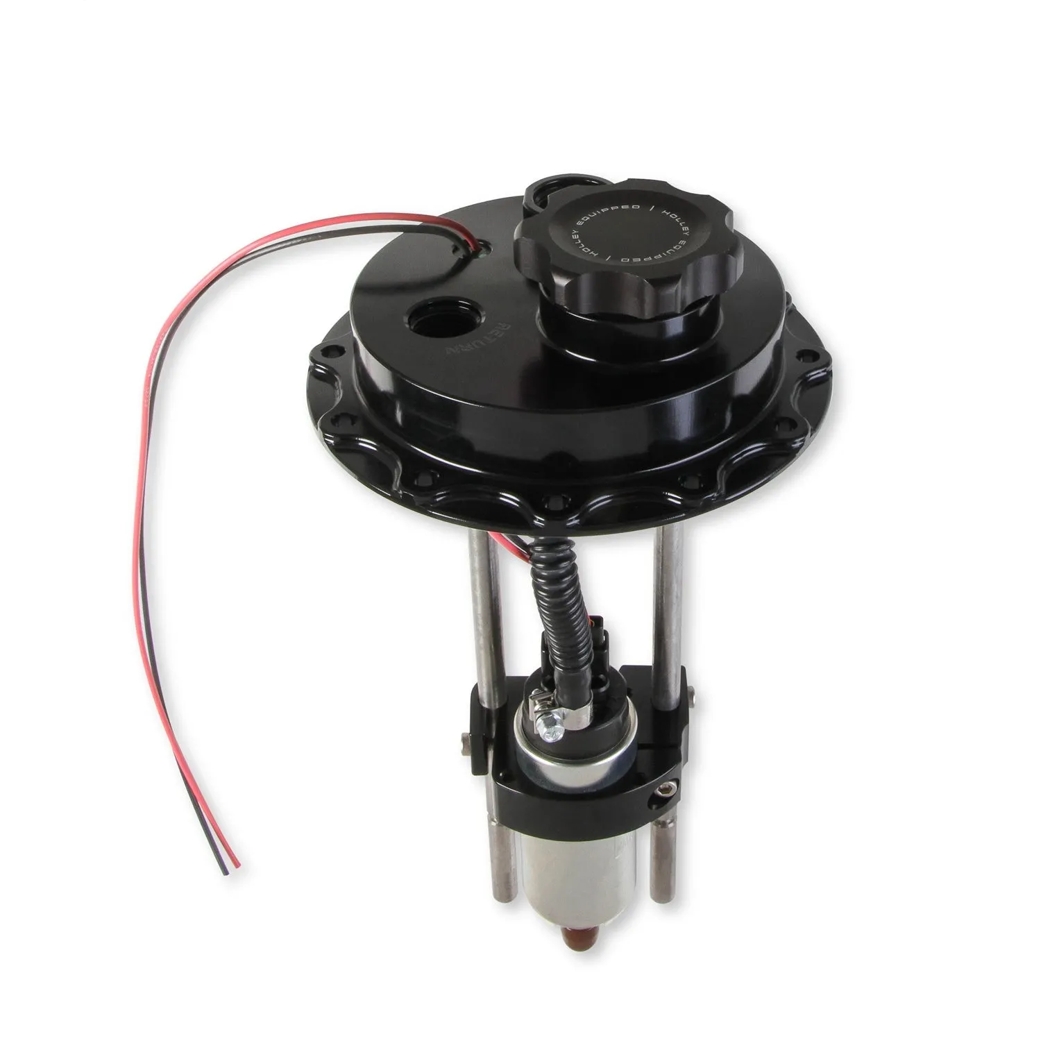 Holley Electric In-Tank Fuel Pump - 5-3/8 in 12-Bolt Flange - 255 lph - 8 AN Inlet - 10 AN Outlet - 7-1/2 to 12 in Depth - Installation  - Gas