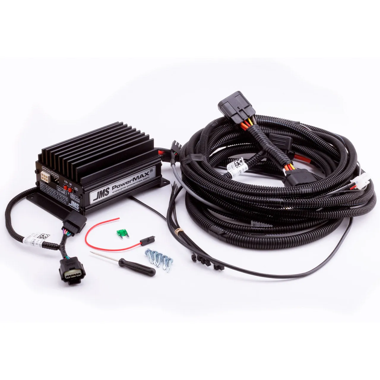 JMS PowerMAX V2 Fuel Pump Booster - Splice-In - 14.4-22V Range - 3-7 psi More - Cadillac CTS 2008-16 / Chevy Camaro 2010-16 / Corvette 2008-13 P2000GMP