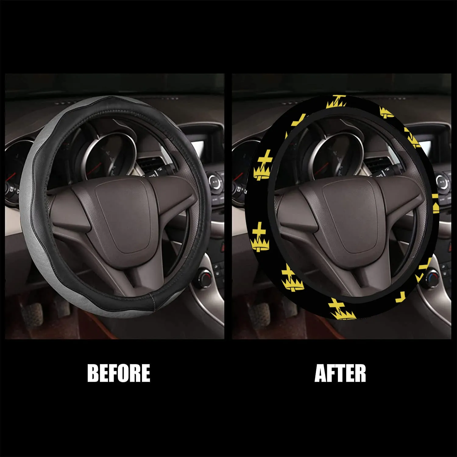 Knights Templar Commandery Steering Wheel Cover - White & Gold