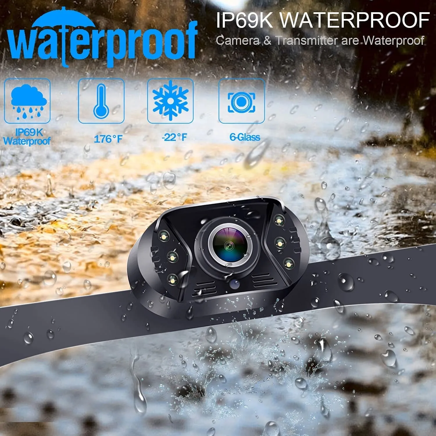 Leekooluu Backup Camera Rear View Monitor Kit HD 1080P for Car Truck Minivan Waterproof Night Vision DIY Grid Lines LK3
