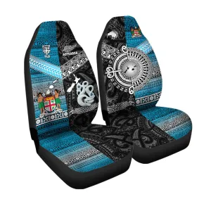 New Zealand And Fiji Car Seat Cover Together Black