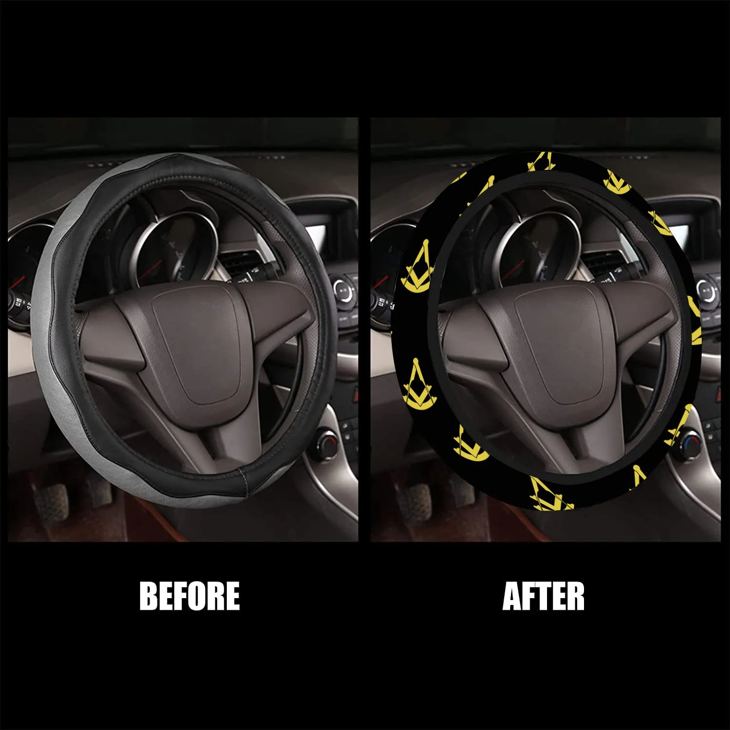 Past Master Blue Lodge Steering Wheel Cover - White & Gold