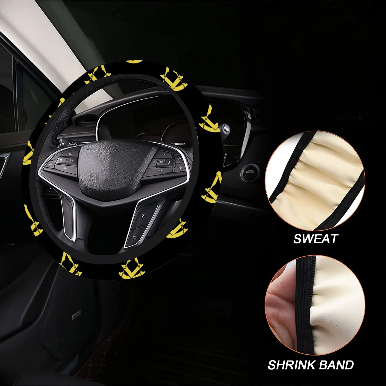 Past Master Blue Lodge Steering Wheel Cover - White & Gold