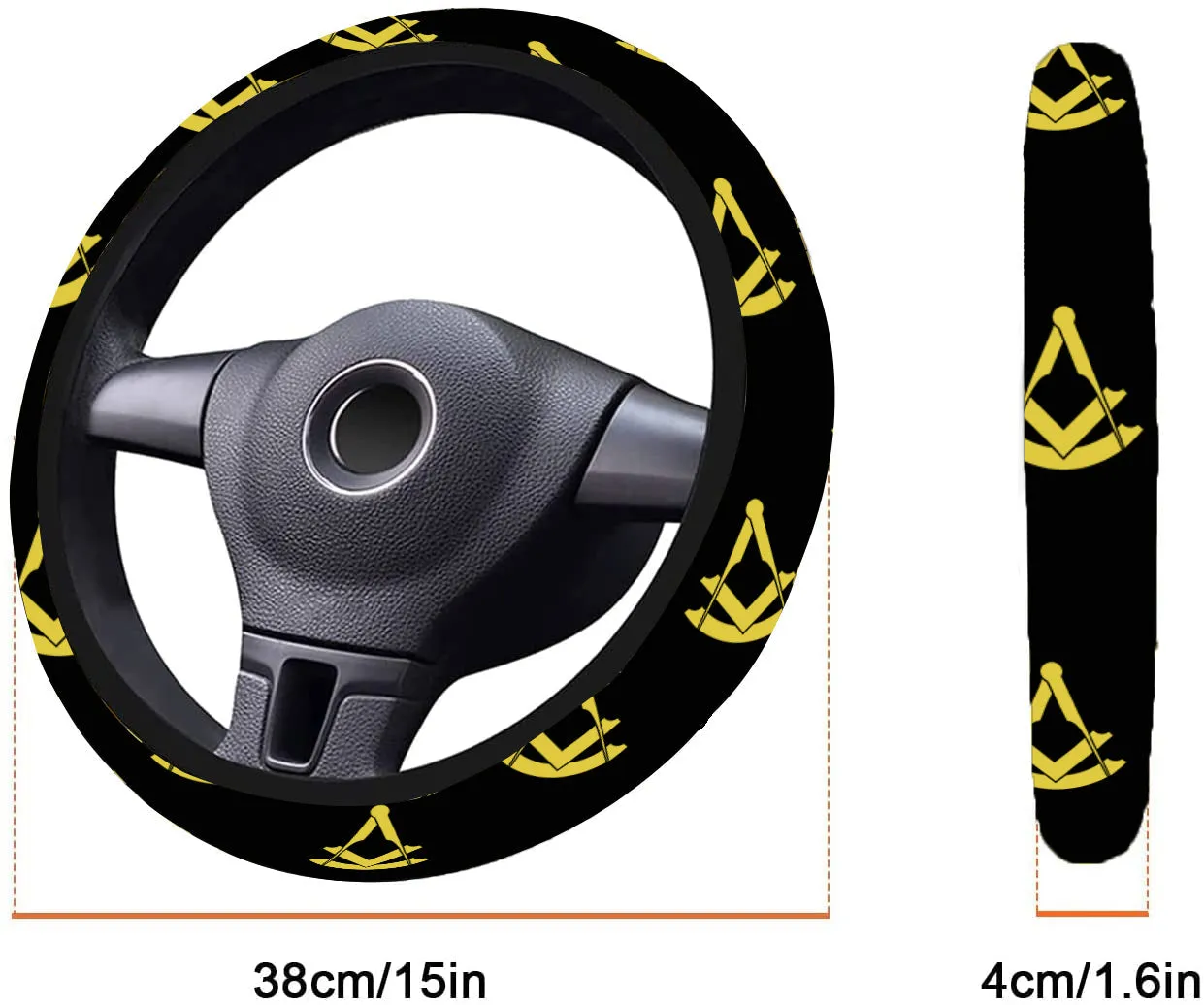 Past Master Blue Lodge Steering Wheel Cover - White & Gold
