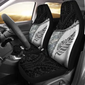 Paua Shell Maorilver Fern Car Seat Covers White