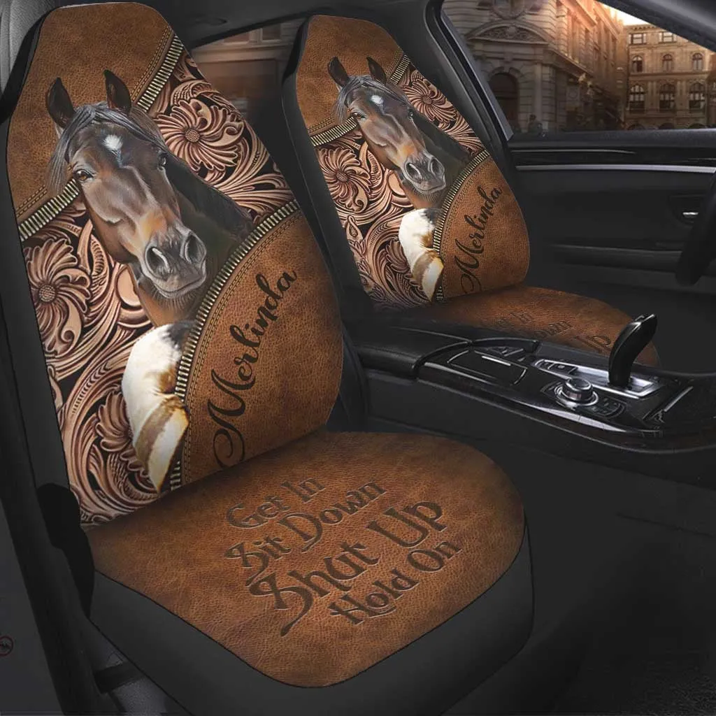 Personalized Horse Owner Car Seat Covers, Western Horse Riding Lover With Car Seat Covers