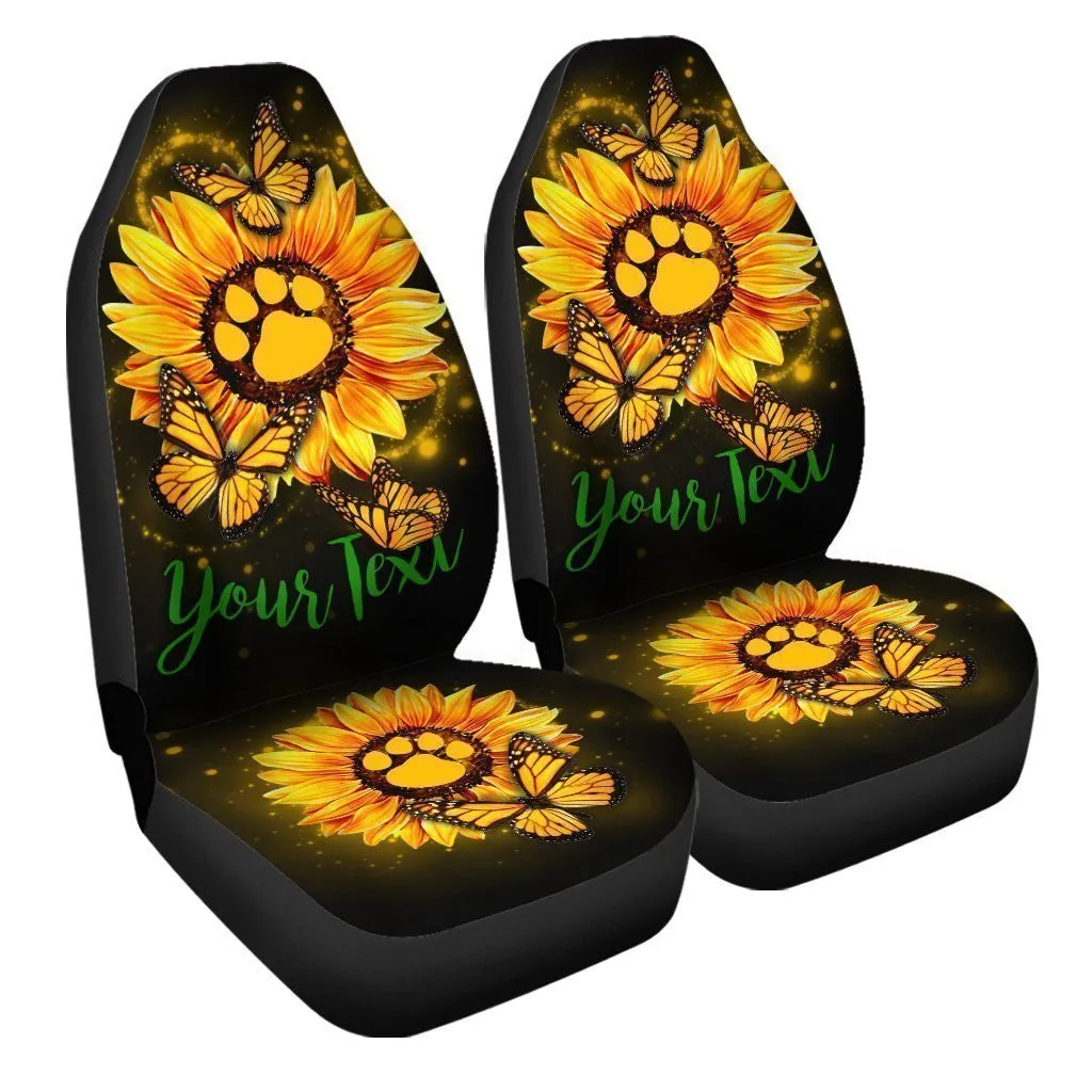 Personalized Sunflower Car Seat Covers Custom Dog Paw Car Accessories