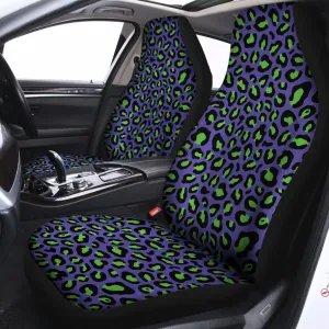 Purple And Green Leopard Pattern Print Universal Fit Car Seat Covers