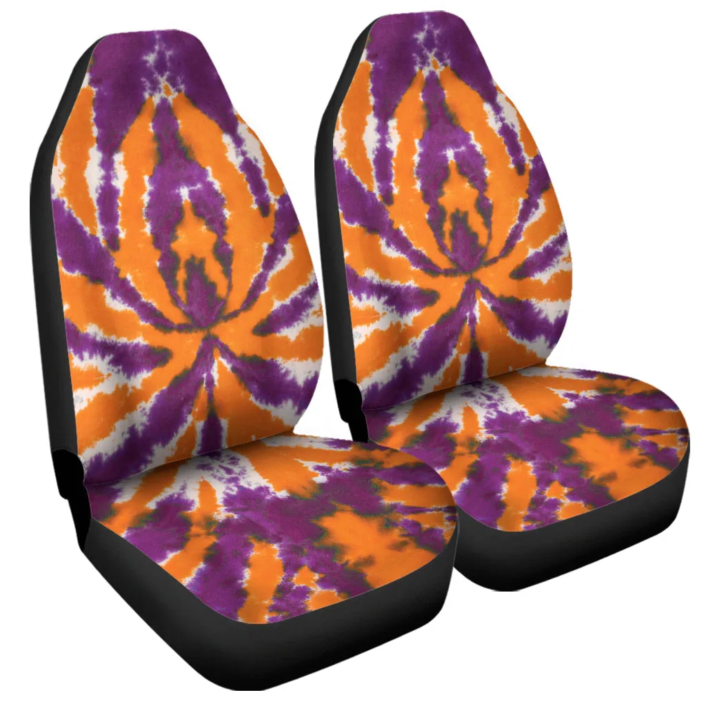 Purple And Orange Spider Tie Dye Print Universal Fit Car Seat Covers