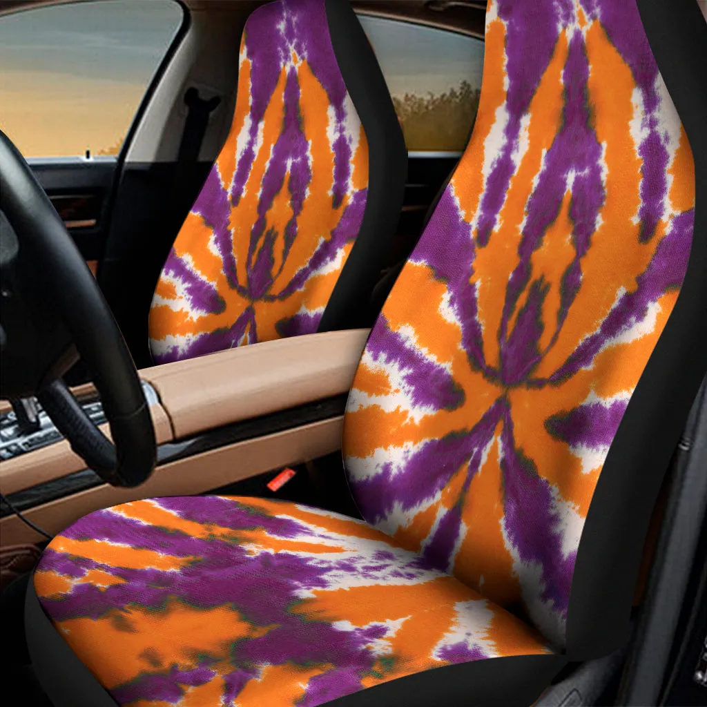 Purple And Orange Spider Tie Dye Print Universal Fit Car Seat Covers