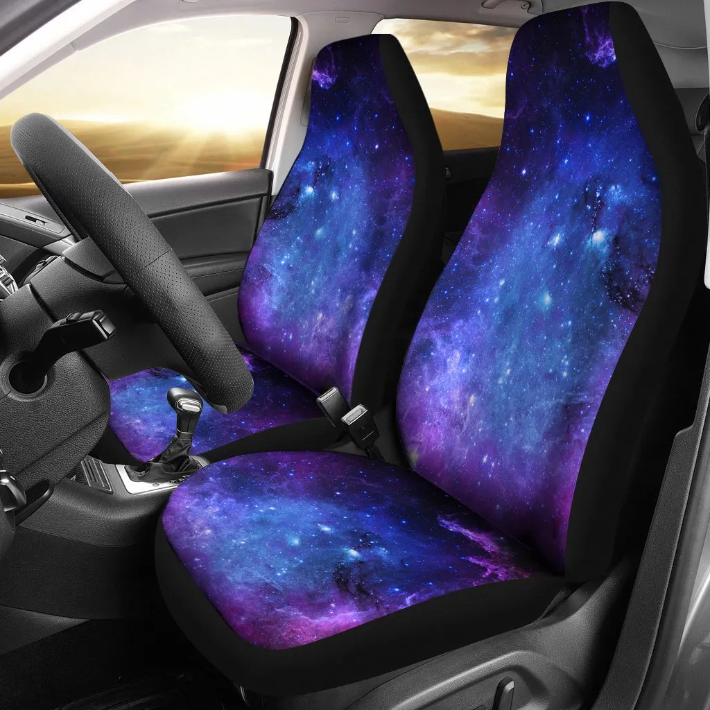 Purple Galaxy Space Blue Starfield Print Universal Fit Car Seat Covers