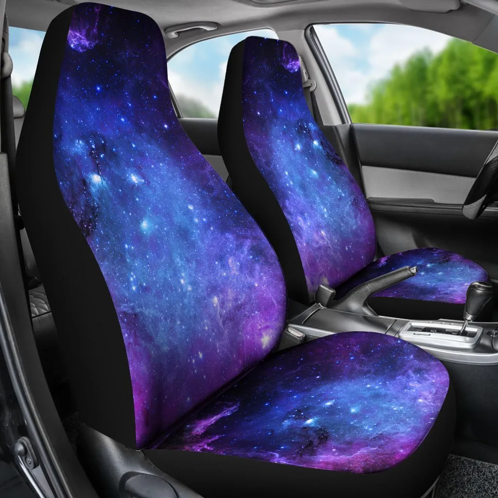 Purple Galaxy Space Blue Starfield Print Universal Fit Car Seat Covers