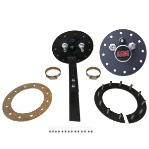 RCI Fuel Pump Mount - 12 Bolt Round - 8 AN Fittings - Aluminum - Black Anodized